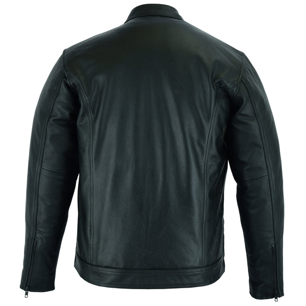 BSM1138 Men's Full Cut Leather Shirt with Zipper/Snap Front