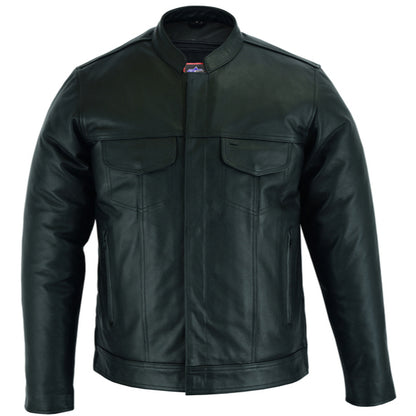 BSM1138 Men's Full Cut Leather Shirt with Zipper/Snap Front