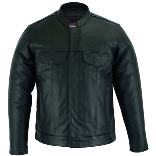 BSM1138 Men's Full Cut Leather Shirt with Zipper/Snap Front