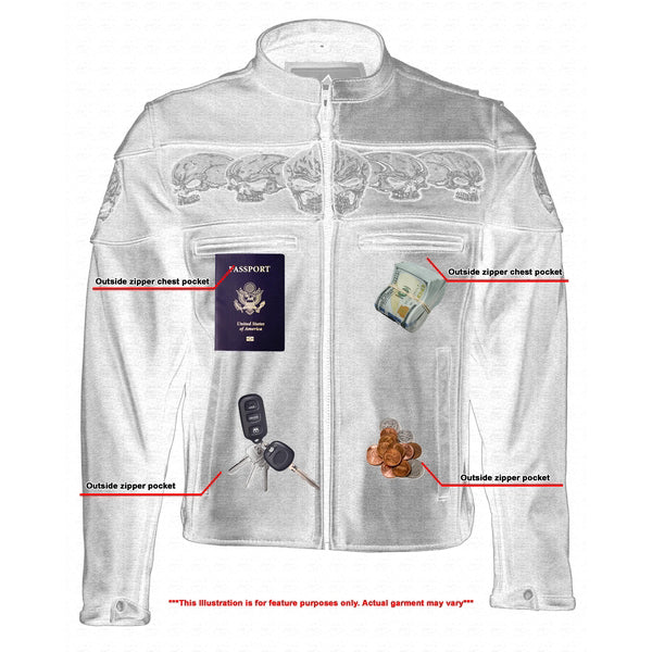 BSM1134 Men's Scooter Jacket w/Reflective Skulls
