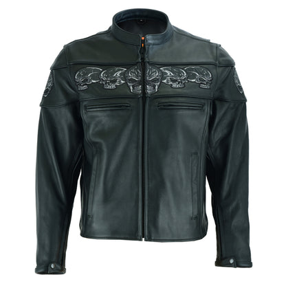 BSM1134 Men's Scooter Jacket w/Reflective Skulls