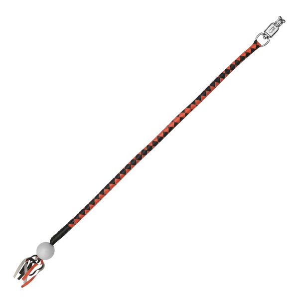 BSM4715 LEATHER BIKER WHIP–ORANGE/BLACK W / WHITE POOL BALL