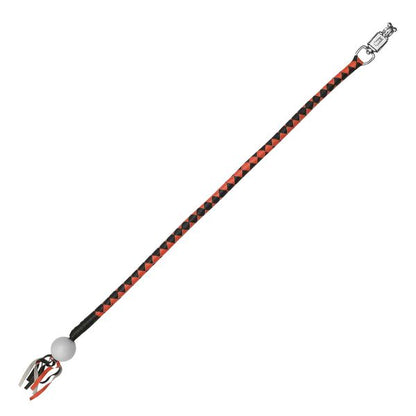 BSM4715 LEATHER BIKER WHIP–ORANGE/BLACK W / WHITE POOL BALL
