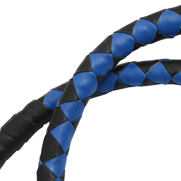 BSM4716 LEATHER BIKER WHIP–BLUE/BLACK W / BLACK POOL BALL