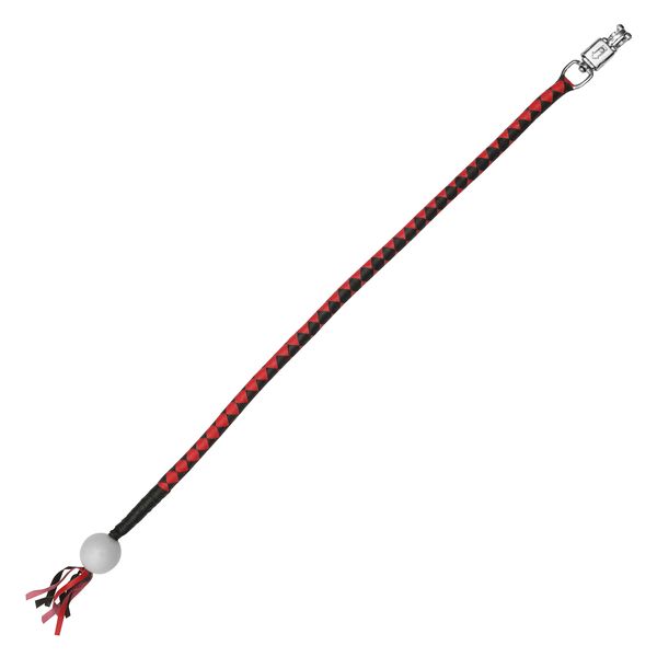 BSM4717 LEATHER BIKER WHIP–RED/BLACK W / WHITE POOL BALL