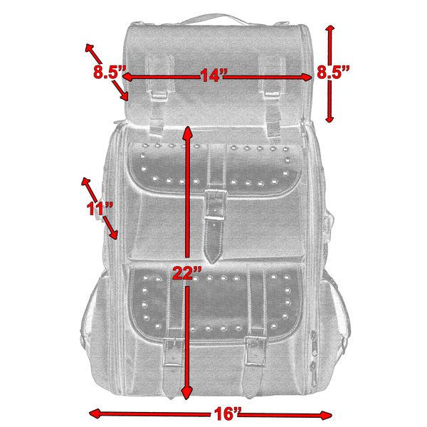 BSM4531 UPDATED TOURING SISSY BAR BAG W/ STUDS