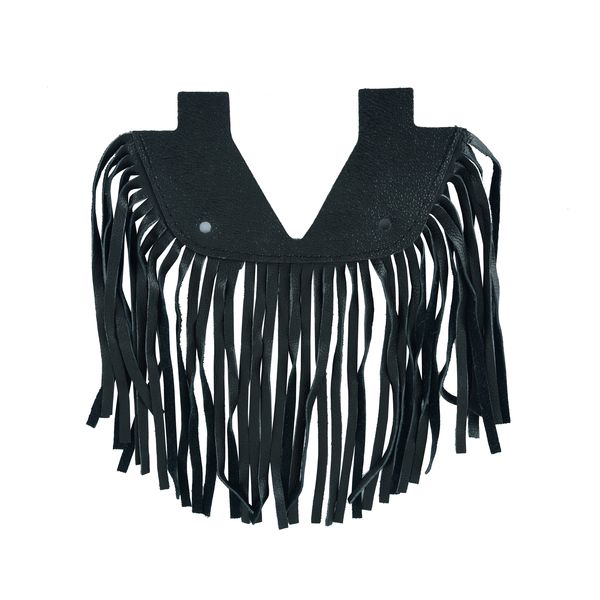 BSM4700 BLACK LEATHER FLOOR BOARDS WITH FRINGE - SMALL