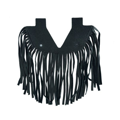 BSM4700 BLACK LEATHER FLOOR BOARDS WITH FRINGE - SMALL