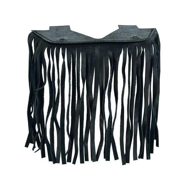 BSM4700 BLACK LEATHER FLOOR BOARDS WITH FRINGE - SMALL