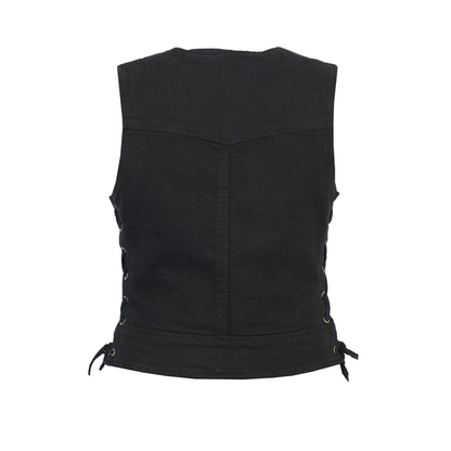 BSM2507 Women's Stylish Black Denim Vest