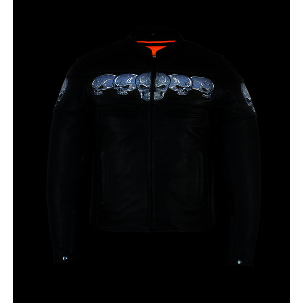 BSM1134 Men's Scooter Jacket w/Reflective Skulls