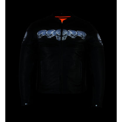 BSM1134 Men's Scooter Jacket w/Reflective Skulls