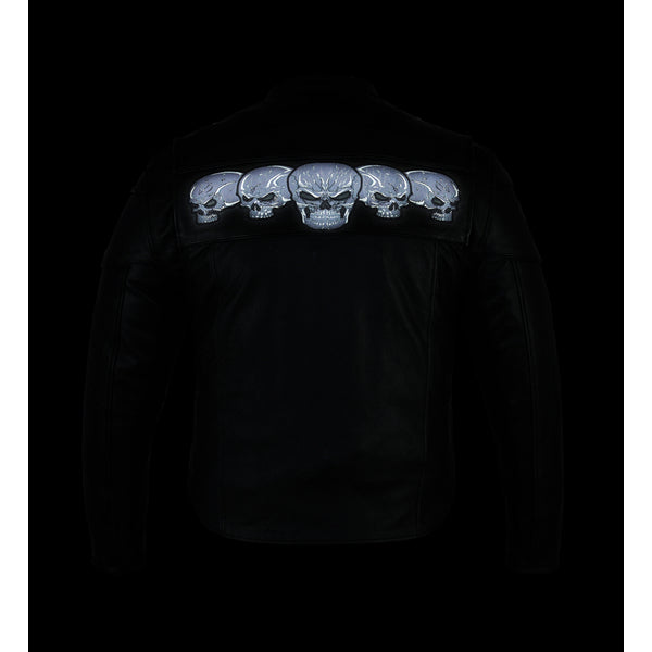 BSM1134 Men's Scooter Jacket w/Reflective Skulls