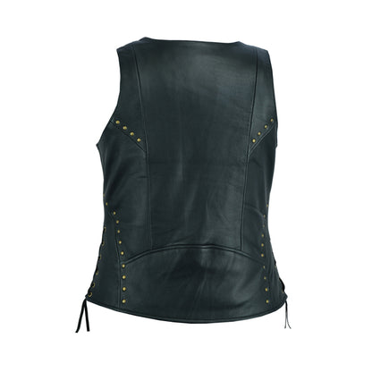 BSM2526 Women's Zippered Vest with Lacing Details