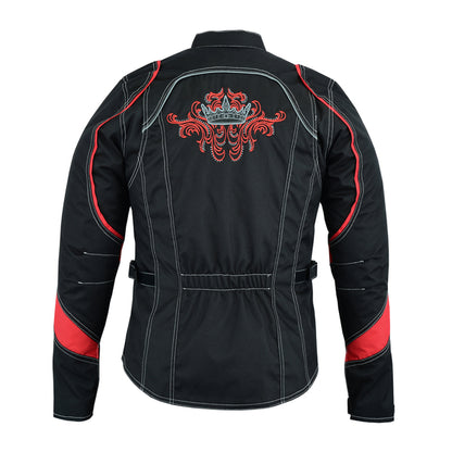 BSM2113 Women's Embroidered Crown Riding Jacket - Red
