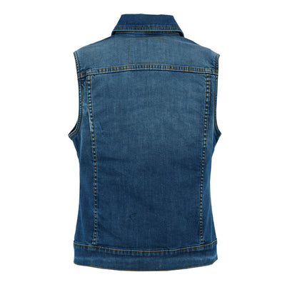 BSM2532 Women's Blue Denim Snap Front Vest