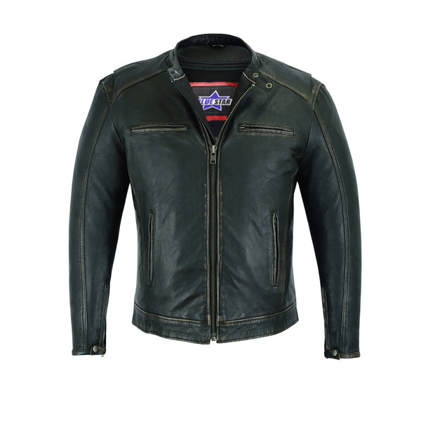 BSM1127 Men's Cruiser Jacket in Lightweight Drum Dyed Distressed Naked