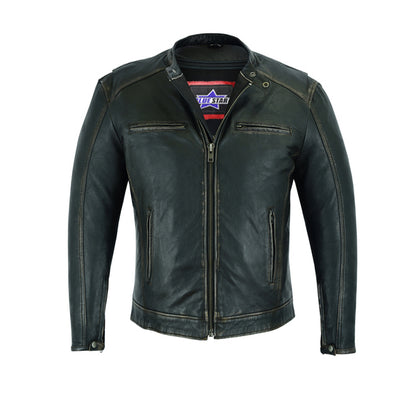 BSM1127 Men's Cruiser Jacket in Lightweight Drum Dyed Distressed Naked