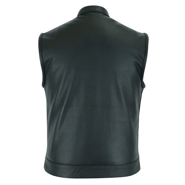 BSM1524 Concealed Snap Closure, Milled Cowhide, Scoop Collar & Hidden