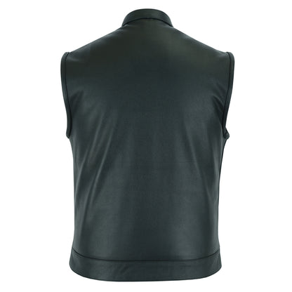 BSM1524 Concealed Snap Closure, Milled Cowhide, Scoop Collar & Hidden
