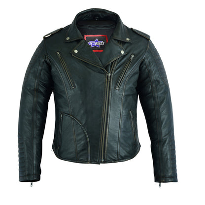 BSM2117 Women's Lightweight Drum Dyed Distressed Naked Lambskin M/C Jac
