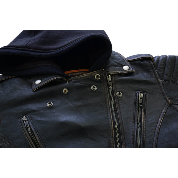 BSM2117 Women's Lightweight Drum Dyed Distressed Naked Lambskin M/C Jac