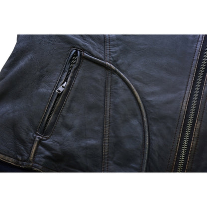 BSM2117 Women's Lightweight Drum Dyed Distressed Naked Lambskin M/C Jac