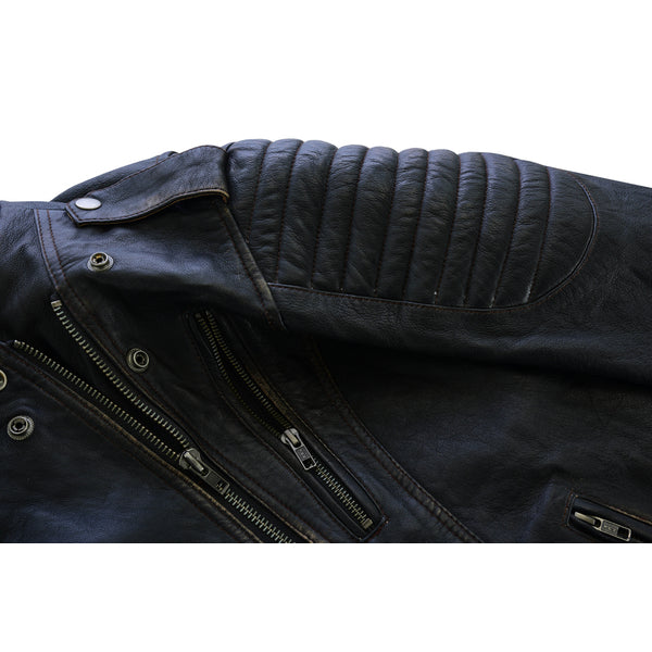 BSM2117 Women's Lightweight Drum Dyed Distressed Naked Lambskin M/C Jac