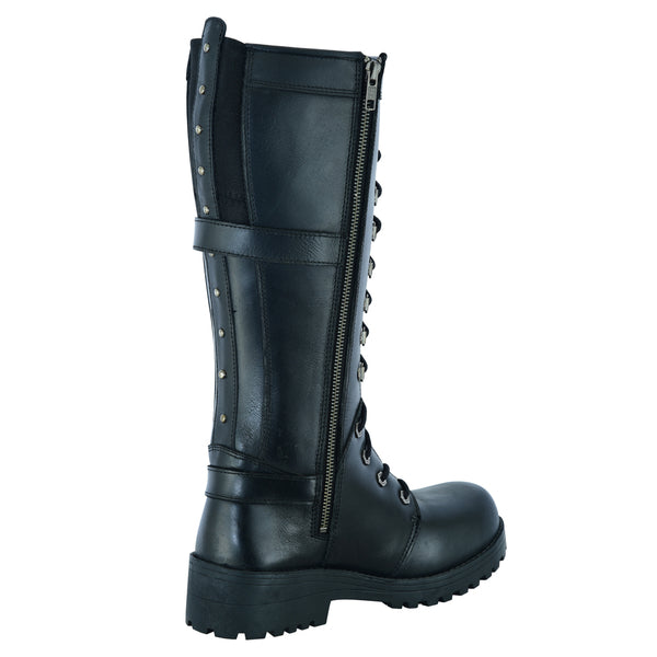 BSM3900 Women's 15 Inch Black Leather Stylish Harness Boot
