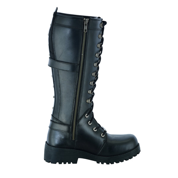 BSM3900 Women's 15 Inch Black Leather Stylish Harness Boot