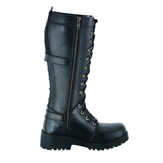 BSM3900 Women's 15 Inch Black Leather Stylish Harness Boot