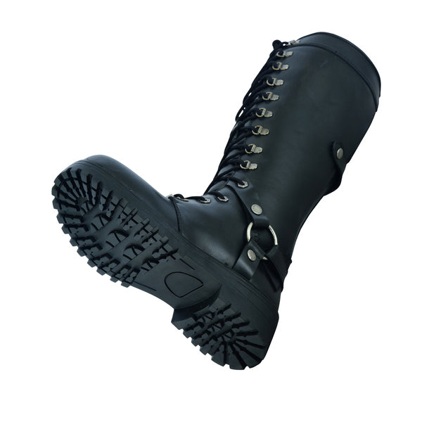BSM3900 Women's 15 Inch Black Leather Stylish Harness Boot