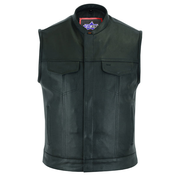 BSM1524 Concealed Snap Closure, Milled Cowhide, Scoop Collar & Hidden