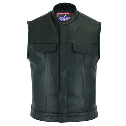 BSM1524 Concealed Snap Closure, Milled Cowhide, Scoop Collar & Hidden