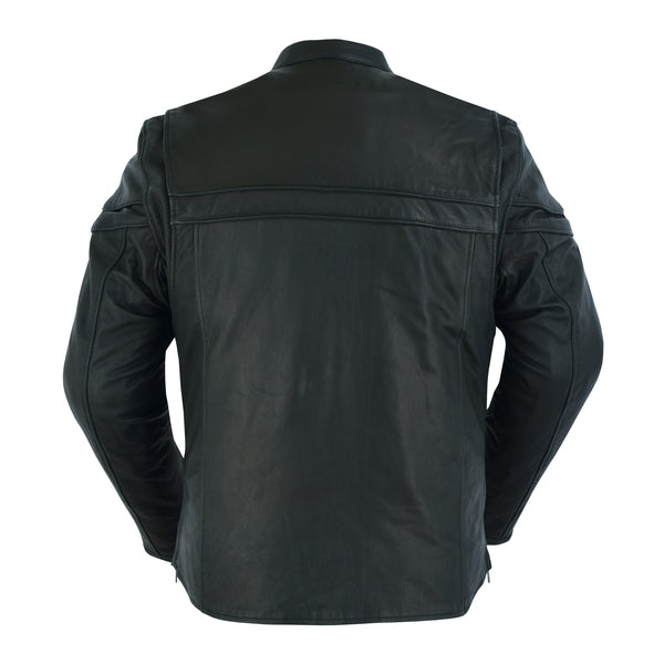 BSM1117 Men's Sporty Lightweight Leather Cross Over Jacket