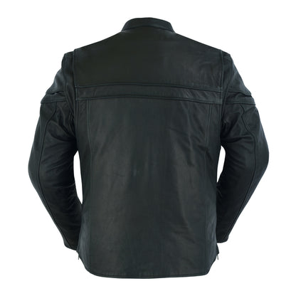 BSM1117 Men's Sporty Lightweight Leather Cross Over Jacket