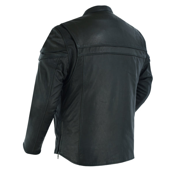 BSM1117 Men's Sporty Lightweight Leather Cross Over Jacket