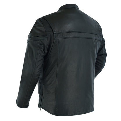 BSM1117 Men's Sporty Lightweight Leather Cross Over Jacket