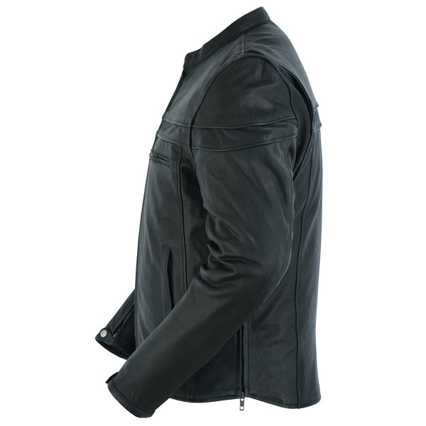 BSM1117 Men's Sporty Lightweight Leather Cross Over Jacket