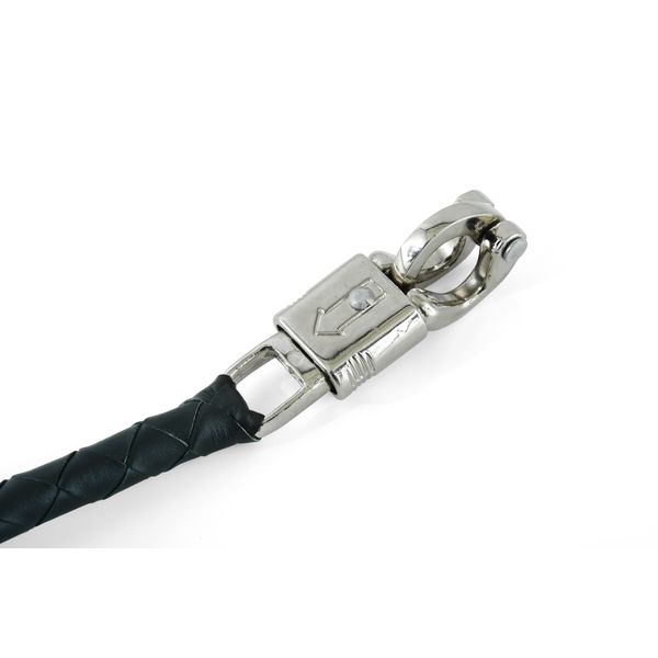 BSM4703 LEATHER BIKER WHIP - BLACK