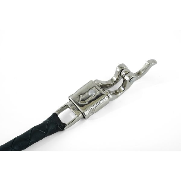 BSM4703 LEATHER BIKER WHIP - BLACK