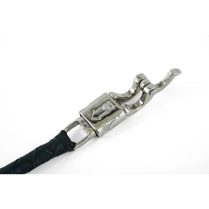 BSM4703 LEATHER BIKER WHIP - BLACK