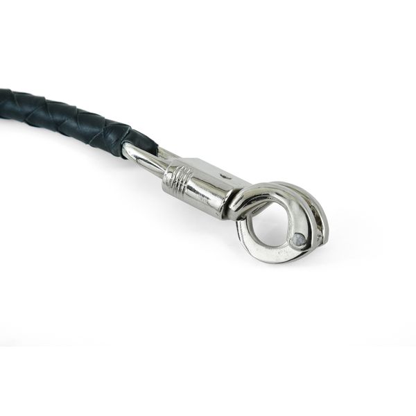 BSM4703 LEATHER BIKER WHIP - BLACK