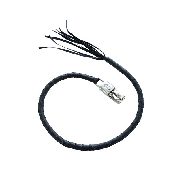 BSM4703 LEATHER BIKER WHIP - BLACK