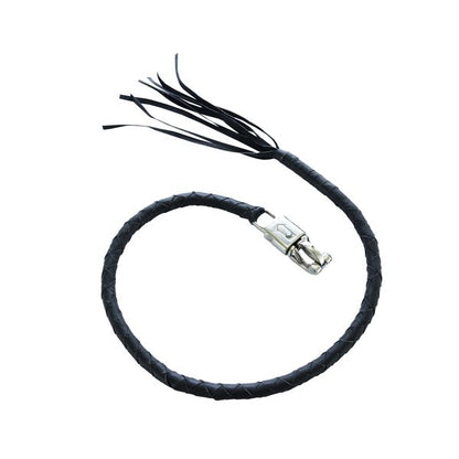 BSM4703 LEATHER BIKER WHIP - BLACK