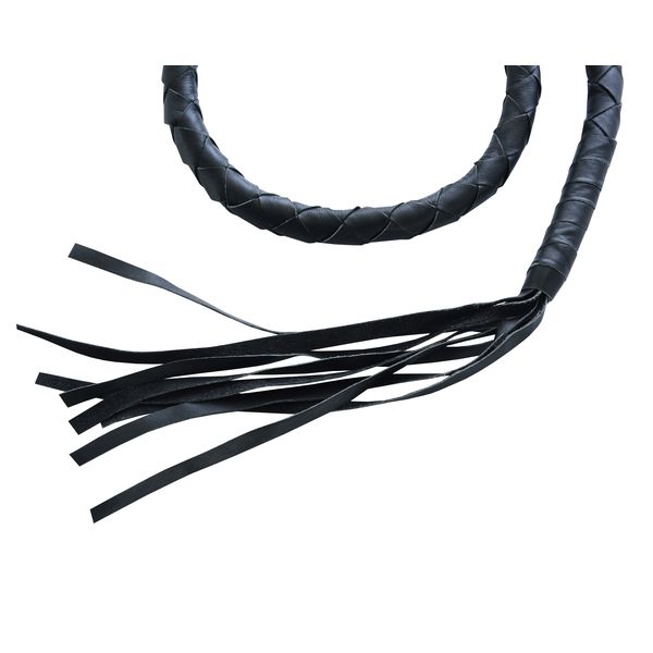 BSM4703 LEATHER BIKER WHIP - BLACK