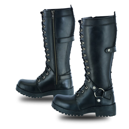BSM3900 Women's 15 Inch Black Leather Stylish Harness Boot