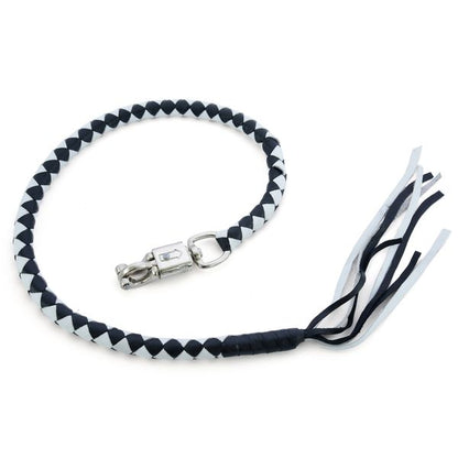 BSM4713 LEATHER BIKER WHIP–WHITE/BLACK