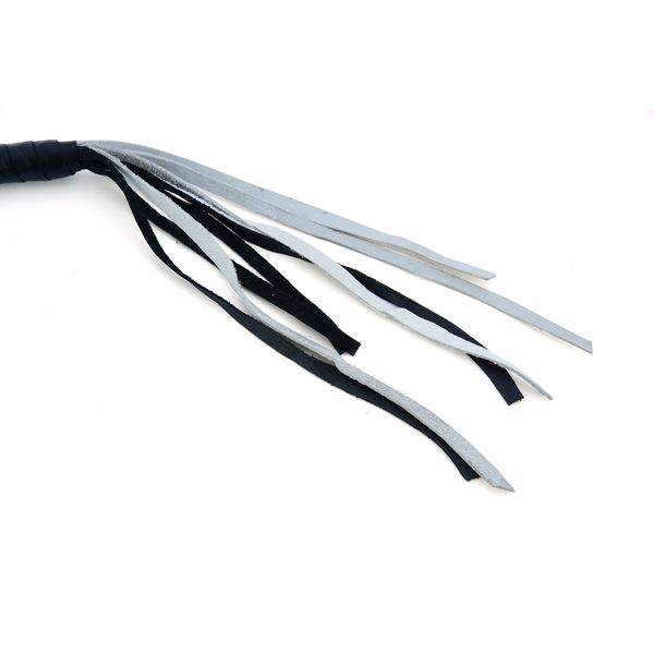 BSM4713 LEATHER BIKER WHIP–WHITE/BLACK