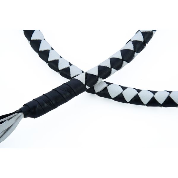 BSM4713 LEATHER BIKER WHIP–WHITE/BLACK